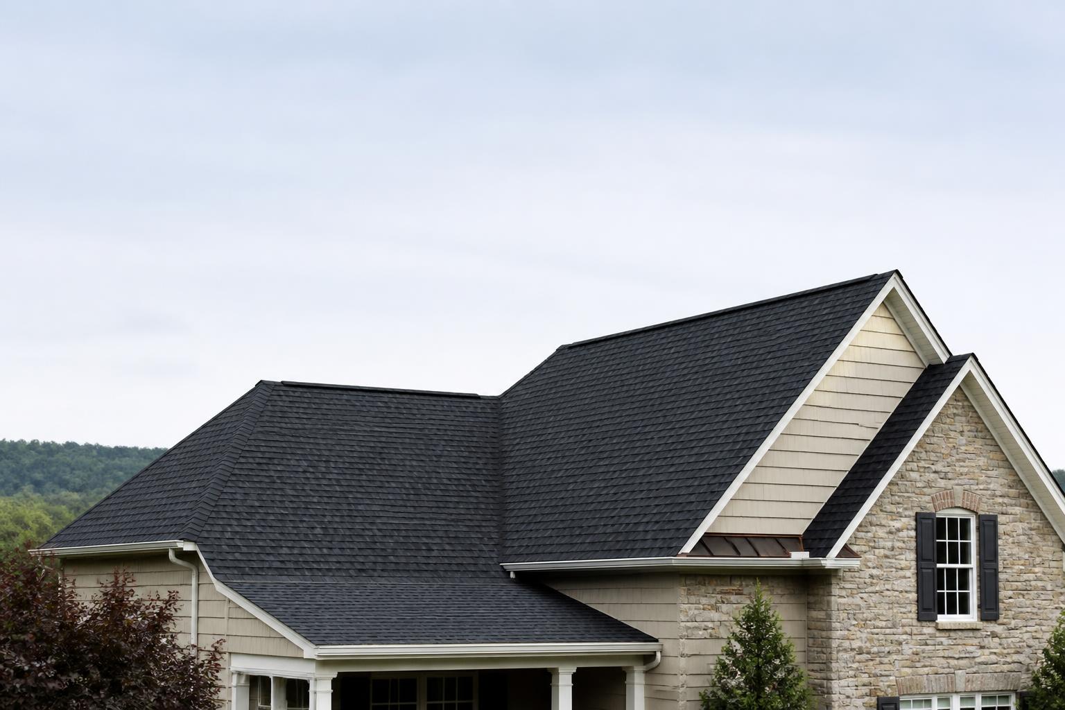 Clean finished roof with open space for website text.